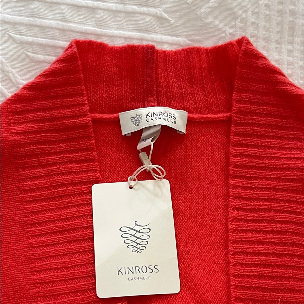 Kinross Cashmere Women's Bold Coral Cardigan
